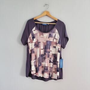 Simply Vera Vera Wang Purple Graphic Sheer Top PXL